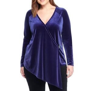 NWT $69 The Limited Astral Aura Bejeweled Crushed Velvet Wrap Top